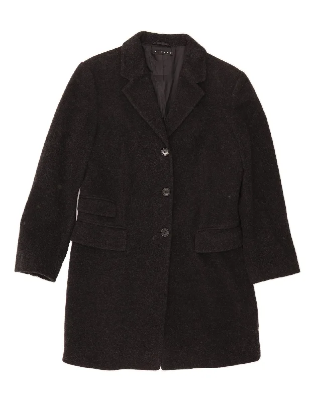 Chic Casual Style SISLEY Womens Overcoat UK 12 Medium Black Viscose