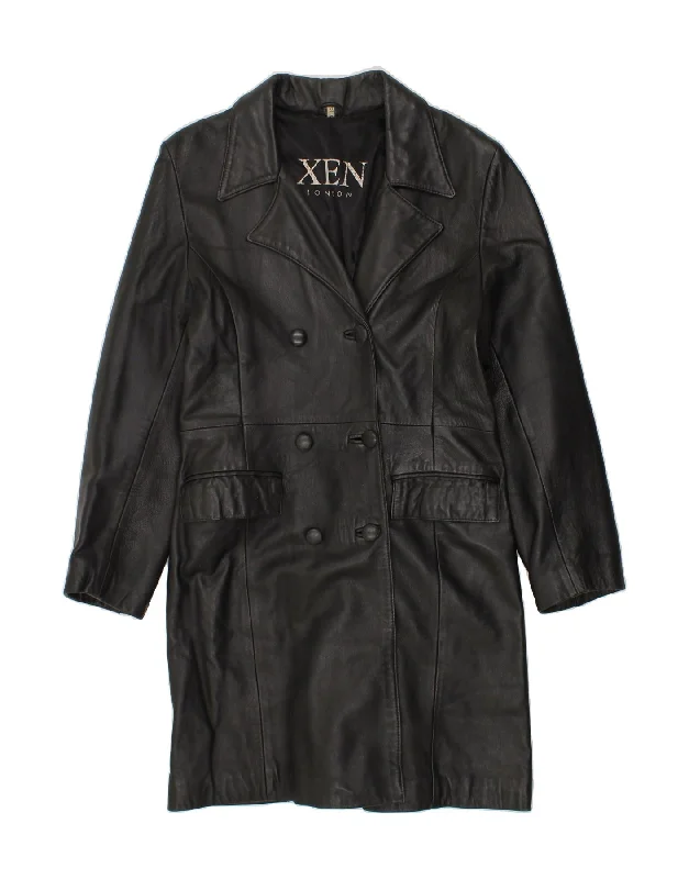 Fashion-forward Women's Wear VINTAGE Womens Leather Coat UK 18 XL Black
