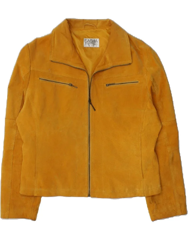 Women's Clothes For The Office SASHA Womens Suede Jacket UK 14 Large  Yellow Leather
