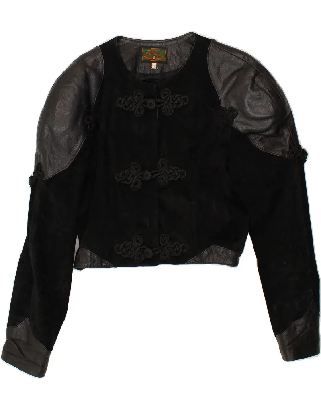 Flash Sale Or Flash Sales VINTAGE Womens Crop Suede Jacket UK 16 Large Black Leather