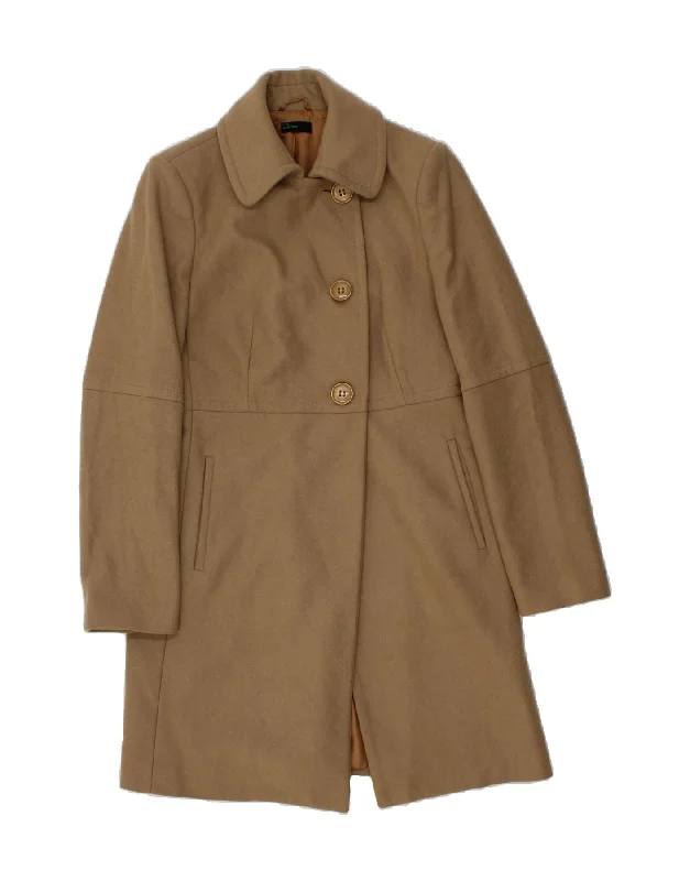 Affordable Women's Clothing BENETTON Womens Overcoat IT 44 Medium Brown Wool