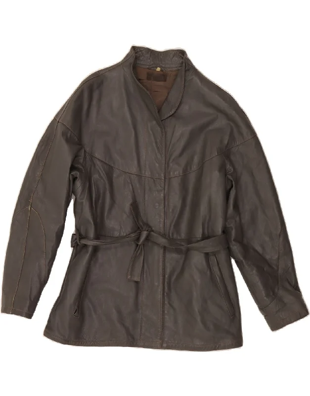 Casual Dresses for Women VINTAGE Womens Leather Jacket IT 46 Large Brown