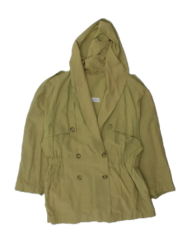 Women's Everyday Apparel VINTAGE Womens Hooded Overcoat UK 12 Medium Green Viscose