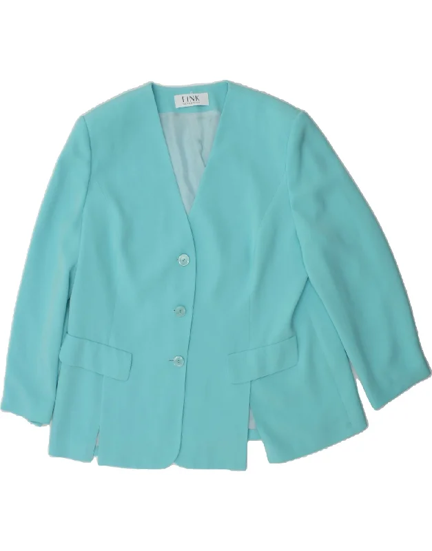 High-Quality Women's Fashion Dresses VINTAGE Womens 3 Button Blazer Jacket UK 20 2XL Blue Polyester High-Quality Women's Fashion Dresses VINTAGE Womens 3 Button Blazer Jacket UK 20 2XL Blue Polyester