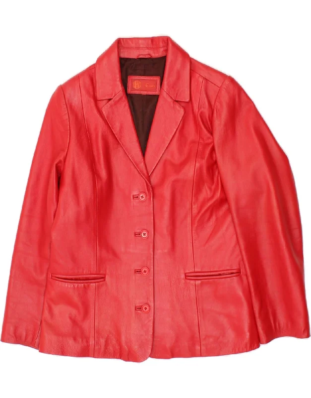 Women's Clothes For Work VINTAGE Womens 4 Button Blazer Jacket UK 14 Large Red Leather
