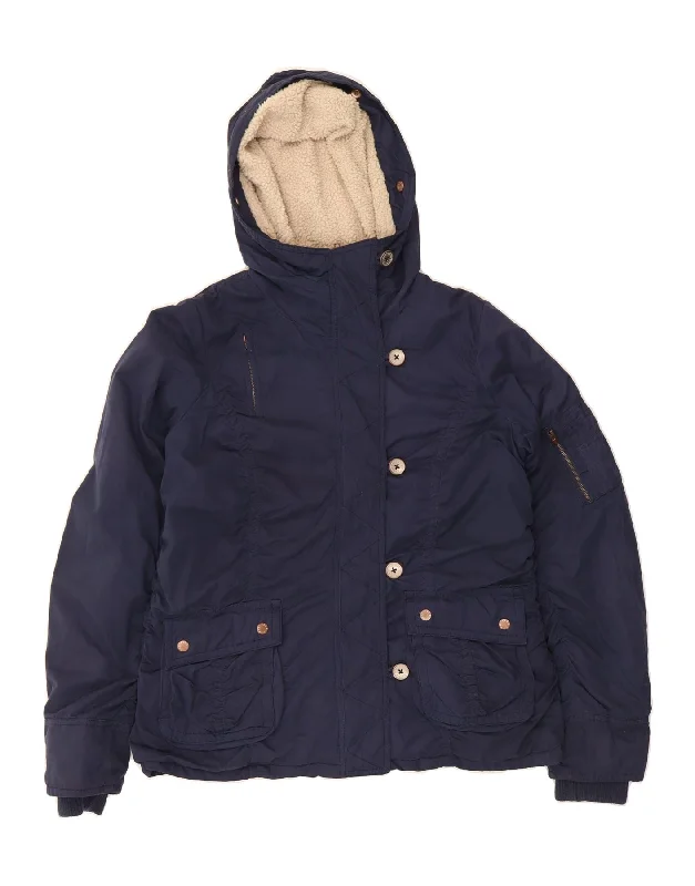 Women's Transitional Clothes FAT FACE Womens Hooded Windbreaker Jacket UK 14 Medium  Navy Blue