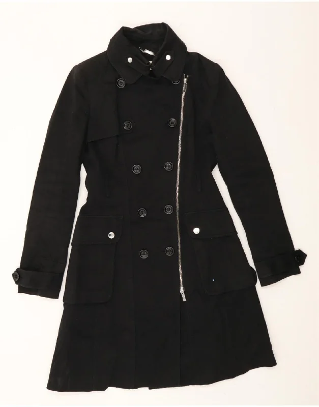 Women's Sporty Clothes KAREN MILLEN Womens Overcoat UK 10 Small Black Cotton