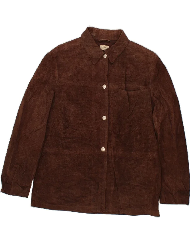 Women's Holiday Outfit SISLEY Womens Suede Jacket UK 14 Large Brown