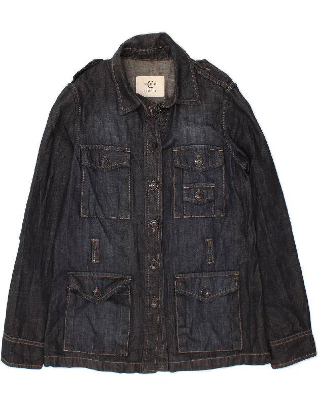 Women's Clothes CERRUTI Womens Denim Jacket IT 44 Medium Black Cotton