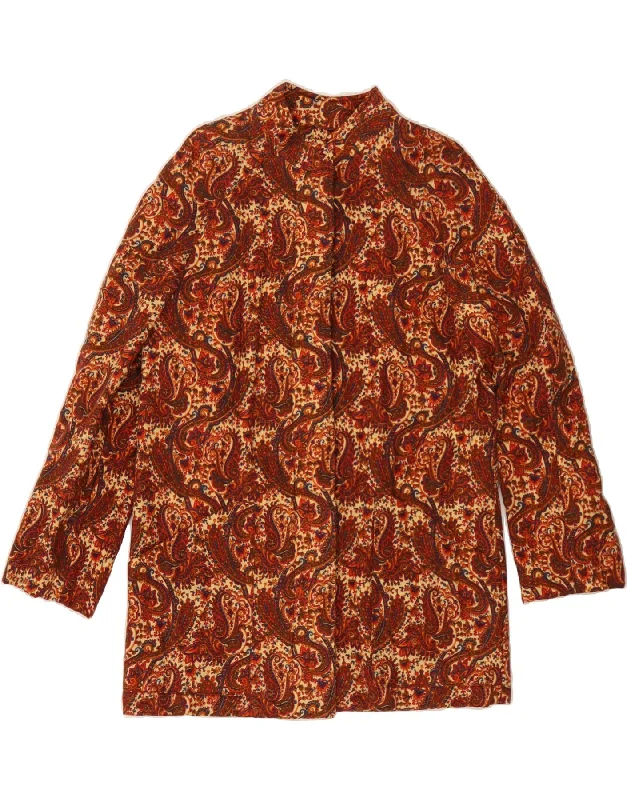 Sustainable Women's Clothing VINTAGE Womens Overcoat UK 14 Large Maroon Paisley