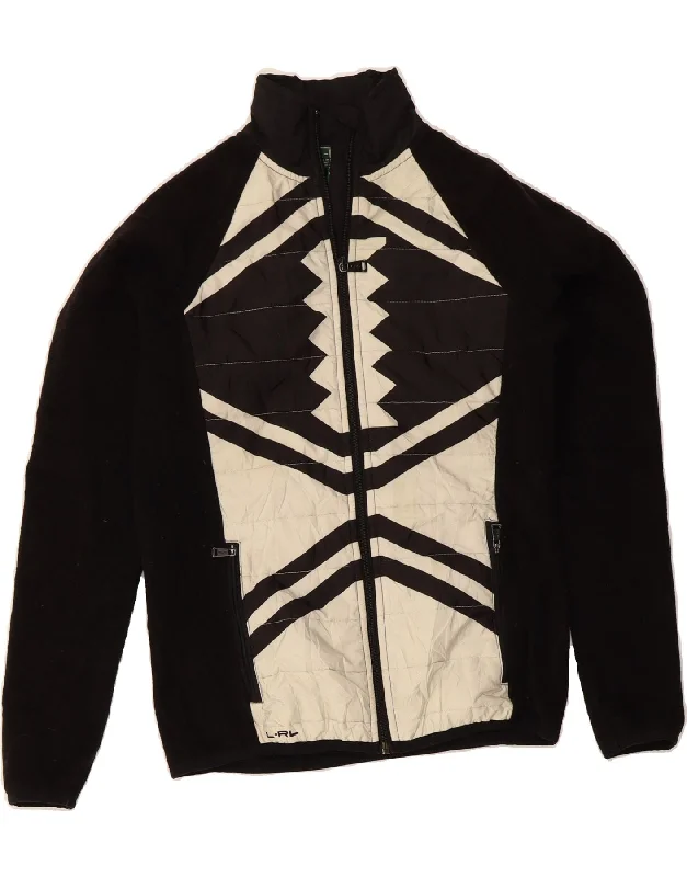Women's Night-Out Clothes RALPH LAUREN Womens Loose Fit Fleece Jacket UK 6 XS Black Geometric Women's Night-Out Clothes RALPH LAUREN Womens Loose Fit Fleece Jacket UK 6 XS Black Geometric