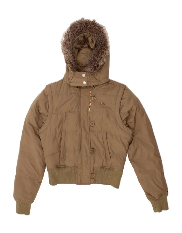 Charming Everyday Clothing For Women TOMMY HILFIGER Womens Hooded Padded Jacket UK 16 Large Brown Acrylic Charming Everyday Clothing For Women TOMMY HILFIGER Womens Hooded Padded Jacket UK 16 Large Brown Acrylic