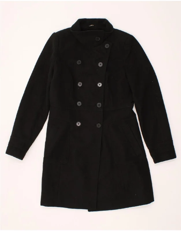Casual Chic for Women ZARA Womens Double Breasted Coat UK 14 Large Black Polyester