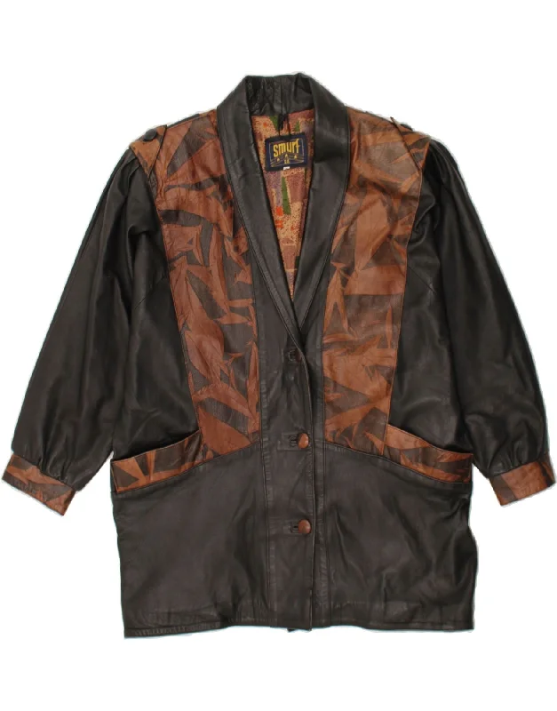 Stylish Women's Clothing VINTAGE Womens Oversized Leather Jacket UK 20 2XL Black Floral Leather Stylish Women's Clothing VINTAGE Womens Oversized Leather Jacket UK 20 2XL Black Floral Leather