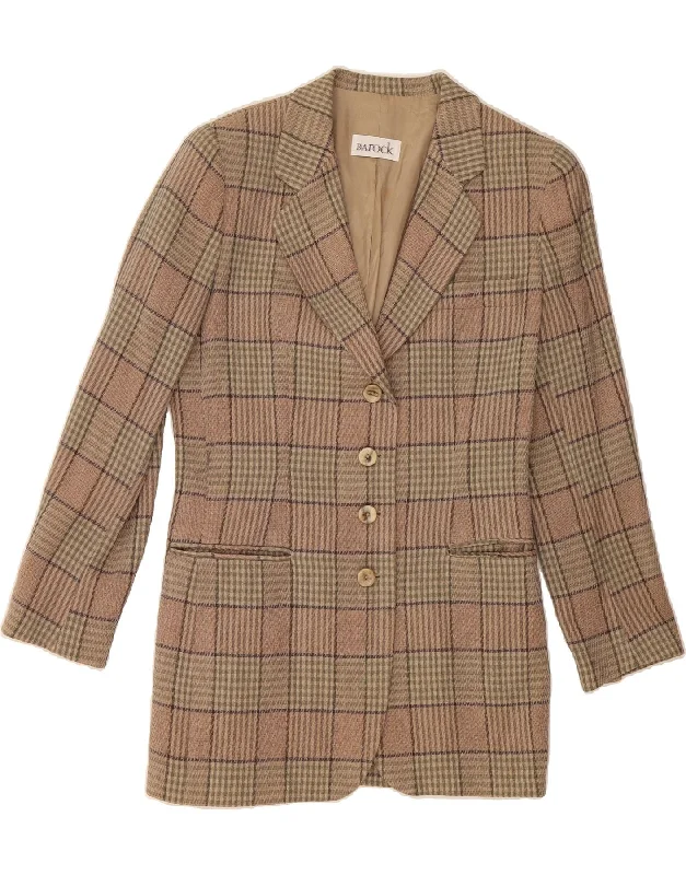 Women's Transitional Apparel VINTAGE Womens Longline 4 Button Blazer Jacket UK 10 Small Beige Check Women's Transitional Apparel VINTAGE Womens Longline 4 Button Blazer Jacket UK 10 Small Beige Check