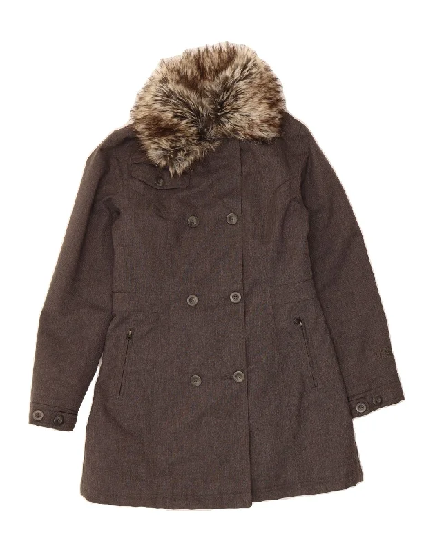 Women's Sports Apparel THE NORTH FACE Womens Double Breasted Coat UK 10 Small Grey Polyester Women's Sports Apparel THE NORTH FACE Womens Double Breasted Coat UK 10 Small Grey Polyester