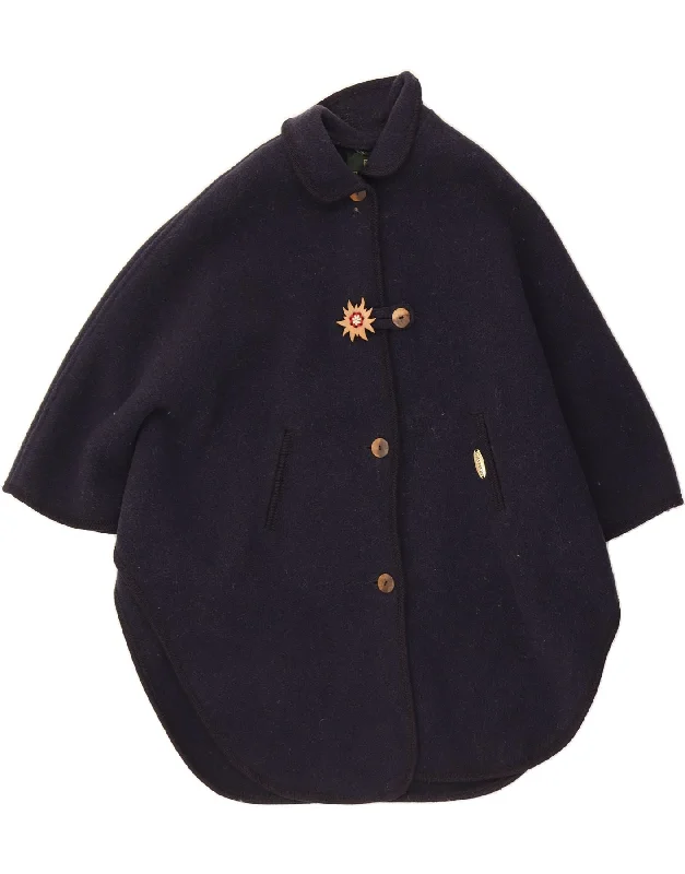 Sustainable Women's Clothes GIESSWEIN Womens Poncho Coat US 10 Large Navy Blue Wool