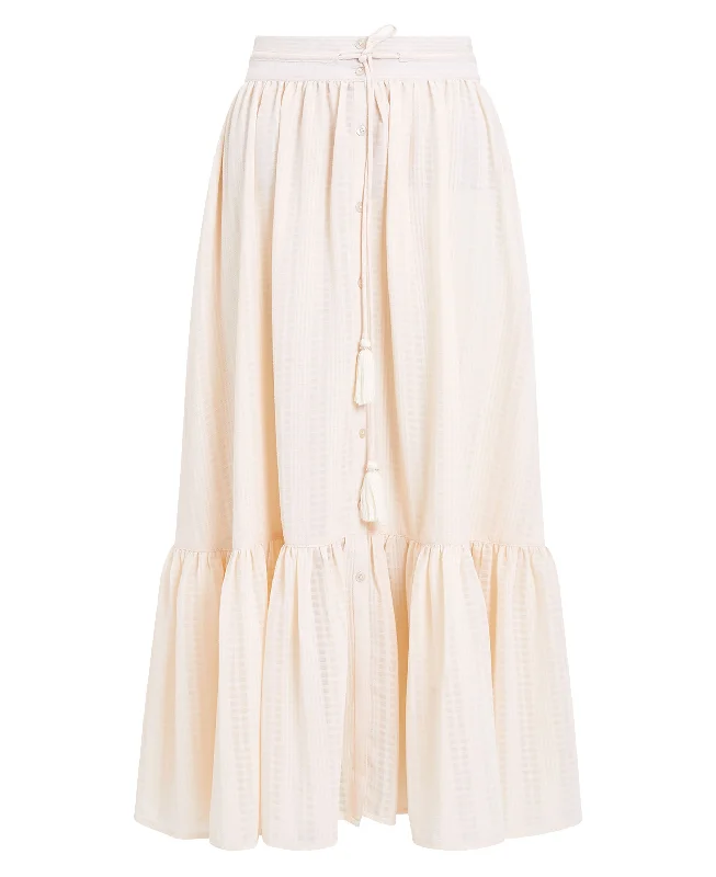 Casual Dresses for Women Desert Check Tiered Skirt - Ecru