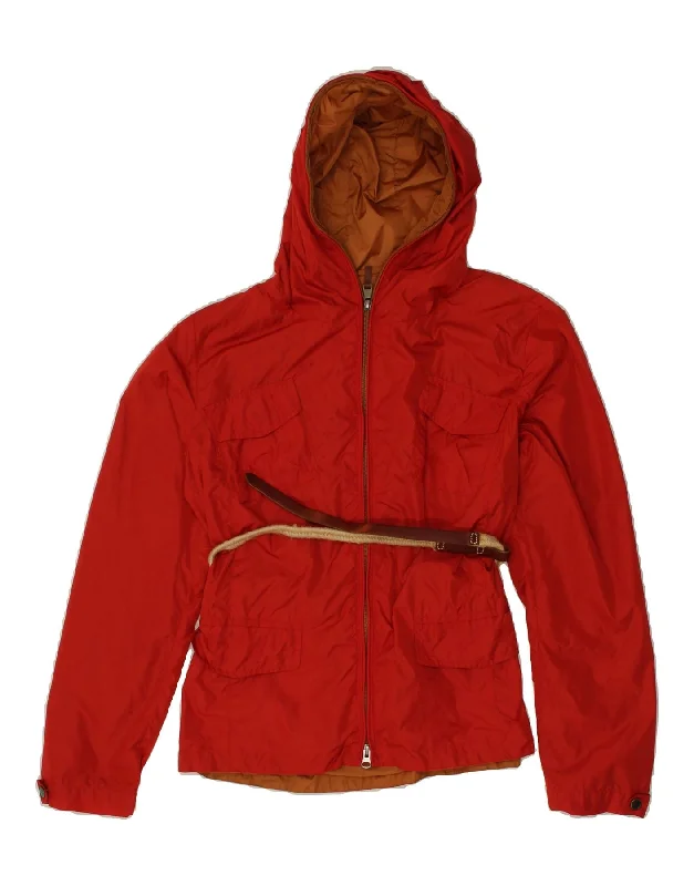 Formal Outfit For Women HENRY COTTONS Womens Hooded Utility Jacket IT 46 Large Red Polyamide