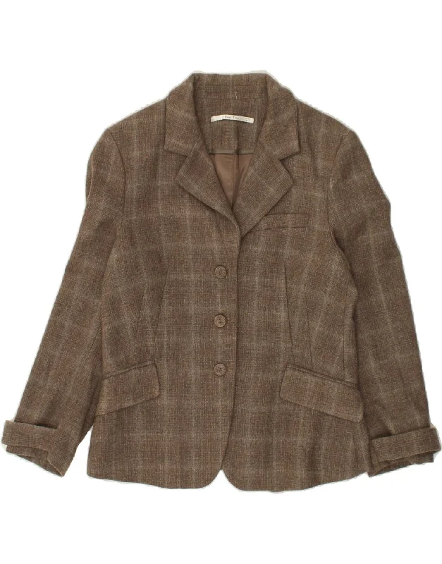Women's Evening Apparel PART TWO Womens 3 Button Blazer Jacket UK 14 Medium Brown Check Wool Women's Evening Apparel PART TWO Womens 3 Button Blazer Jacket UK 14 Medium Brown Check Wool