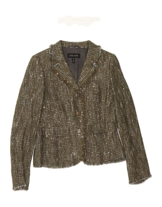 Women's Clothes And Apparel ESCADA Womens 3 Button Blazer Jacket EU 38 Medium Khaki Cotton Women's Clothes And Apparel ESCADA Womens 3 Button Blazer Jacket EU 38 Medium Khaki Cotton