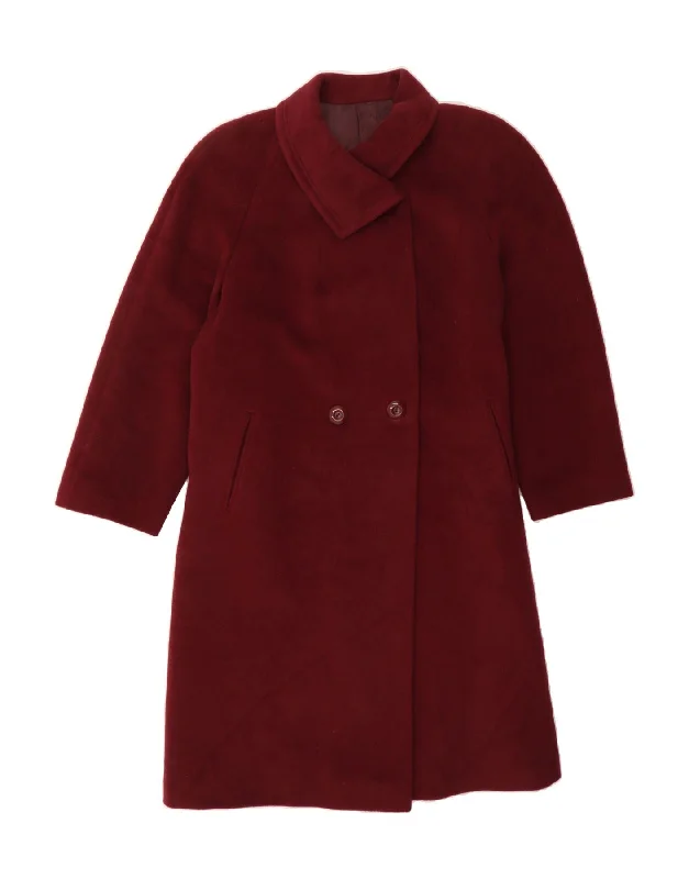Woman Clothing VINTAGE Womens Double Breasted Coat UK 14 Large Burgundy Wool