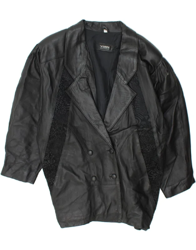 Comfortable Women's Clothes YORN Womens Leather Coat IT 42 Medium Black Leather