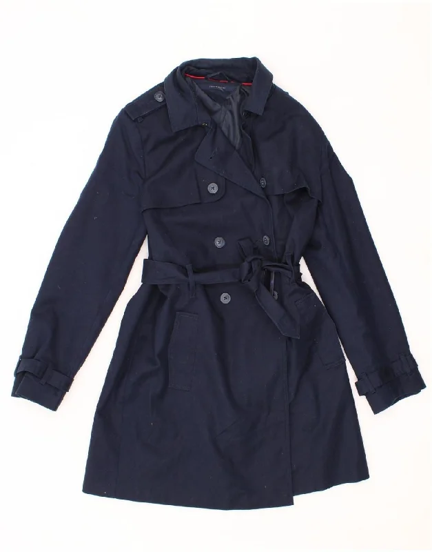 Women's Holiday Clothing TOMMY HILFIGER Womens Trench Coat UK 12 Medium Navy Blue Cotton Women's Holiday Clothing TOMMY HILFIGER Womens Trench Coat UK 12 Medium Navy Blue Cotton