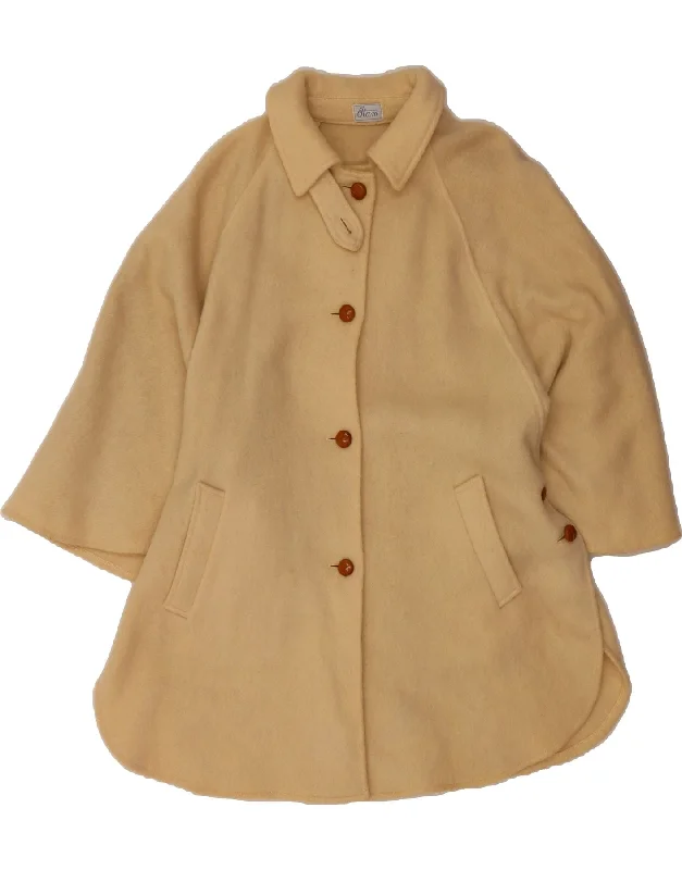 Best Clearance Sales Right Now VINTAGE Womens Poncho Coat One Size Beige Wool