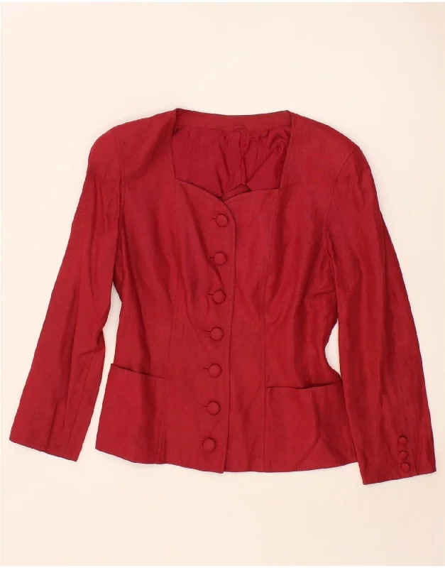 Women's Vintage Clothes VINTAGE Womens 7 button Blazer Jacket IT 44 Medium Red Linen Women's Vintage Clothes VINTAGE Womens 7 button Blazer Jacket IT 44 Medium Red Linen