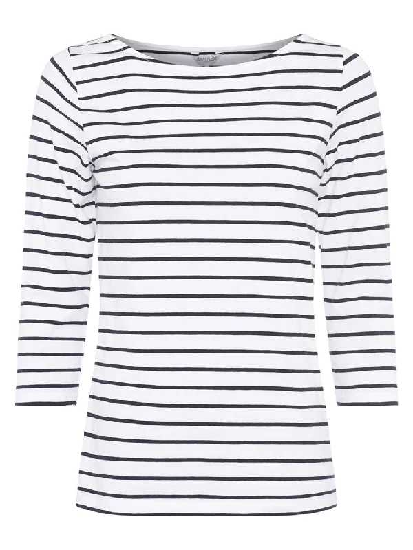 Clothes Women Core Cotton 3/4 Sleeve Tee - White/Black