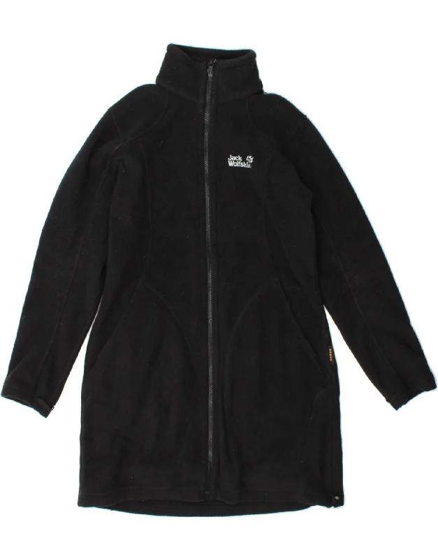 Stylish Women's Outfit JACK WOLFSKIN Womens Fleece Overcoat UK 12/14 Medium Black Polyester
