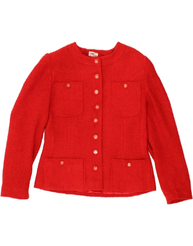 Relaxed Fashion VINTAGE Womens Blazer Jacket IT 46 Large Red Acrylic