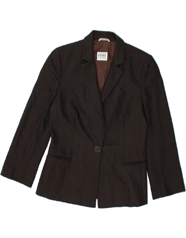 Exclusive Online Sale GIANFRANCO FERRE Womens 1 Button Blazer Jacket UK 12 Medium Brown Striped Exclusive Online Sale GIANFRANCO FERRE Womens 1 Button Blazer Jacket UK 12 Medium Brown Striped