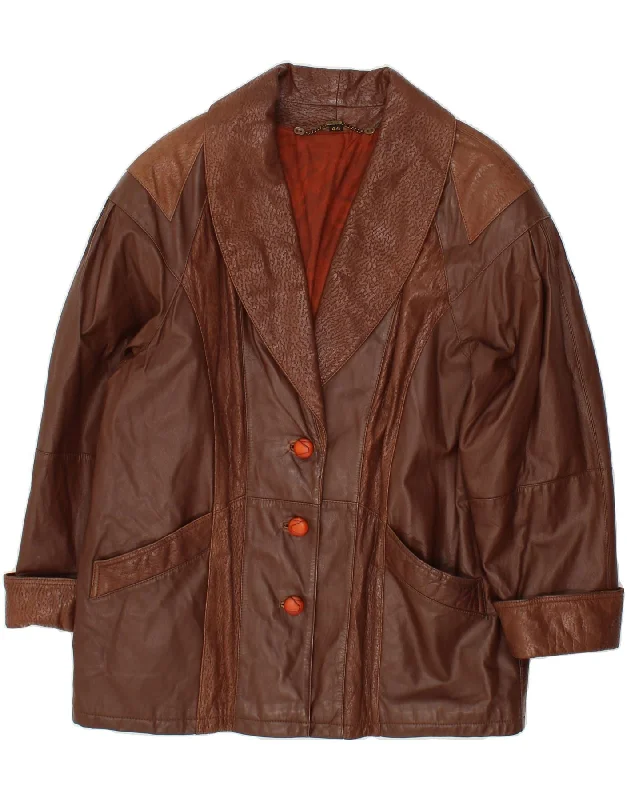 Casual Outfit For Women VINTAGE Womens Leather Coat IT 44 Medium Brown
