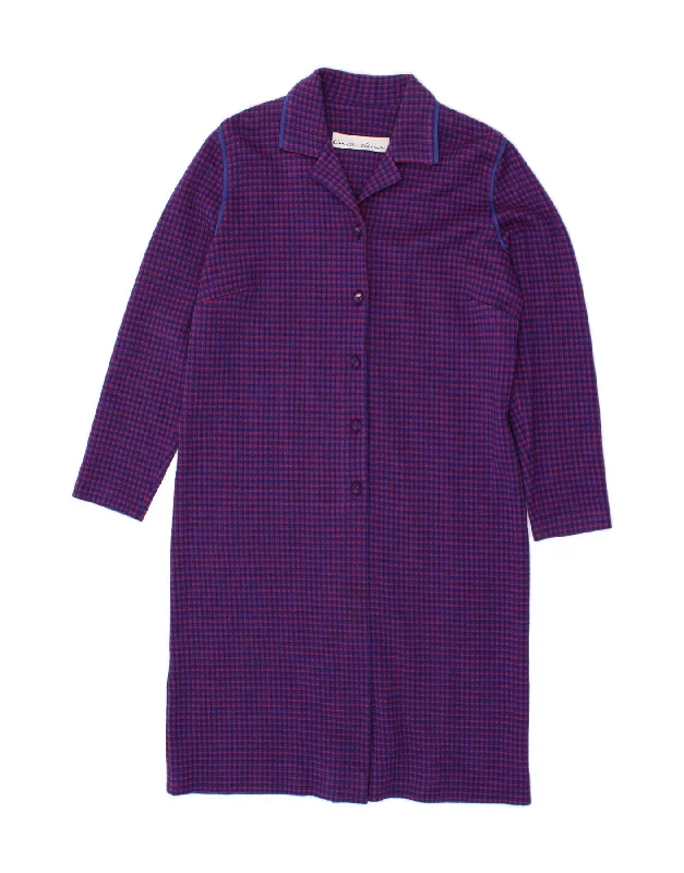 Extreme Clearance Deals VINTAGE Womens Overcoat UK 14 Medium Blue Check Acrylic