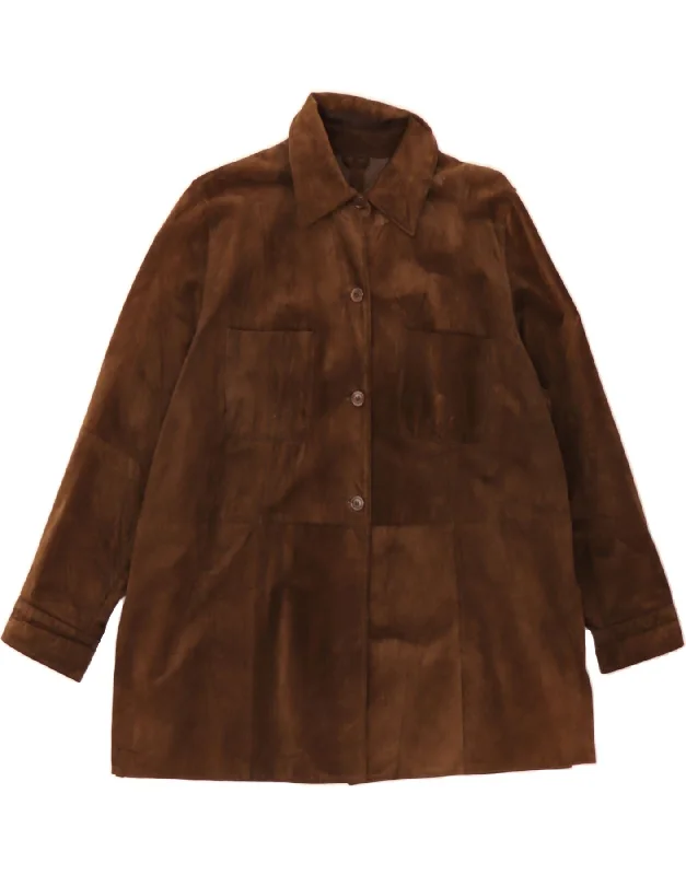 Chic Women's Outfit MARINA RINALDI Womens Suede Overcoat Size 23 Medium Brown Leather Chic Women's Outfit MARINA RINALDI Womens Suede Overcoat Size 23 Medium Brown Leather