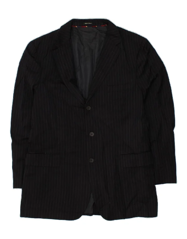 Modern Women's Attire J. CREW Womens 3 Button Blazer Jacket IT 46 Large Navy Blue Pinstripe Wool