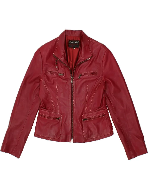 Vintage Women's Fashion VINTAGE Womens Leather Jacket IT 44 Medium Red Leather