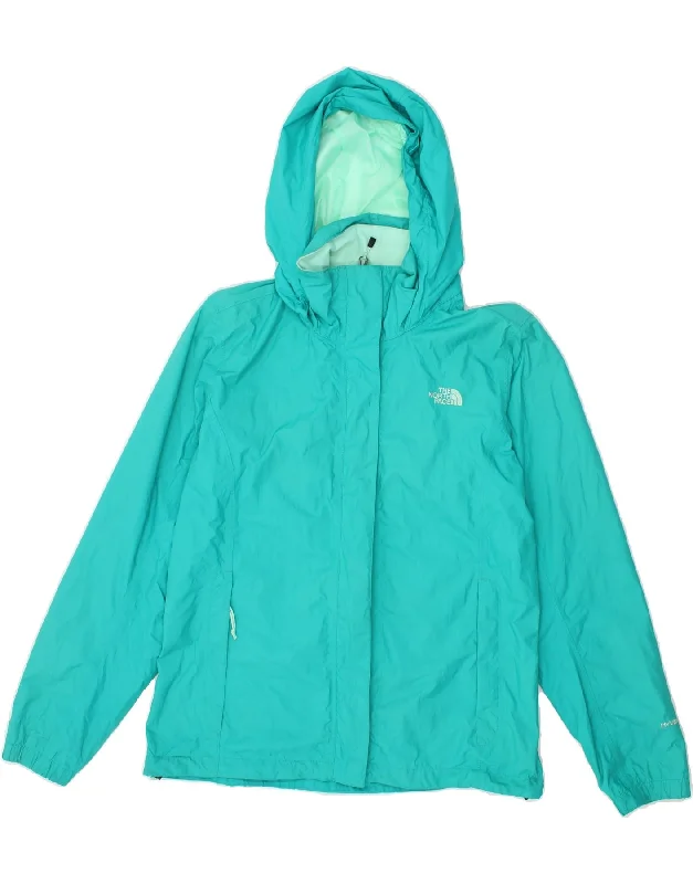 Vintage Fashion THE NORTH FACE Womens Hooded Rain Jacket UK 16 Large Turquoise Polyester Vintage Fashion THE NORTH FACE Womens Hooded Rain Jacket UK 16 Large Turquoise Polyester