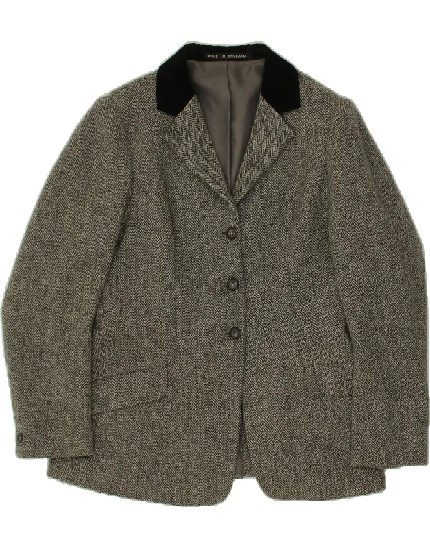 Women's Fashion Clothing VINTAGE Womens 3 Button Blazer Jacket UK 12 Medium Grey Herringbone Women's Fashion Clothing VINTAGE Womens 3 Button Blazer Jacket UK 12 Medium Grey Herringbone