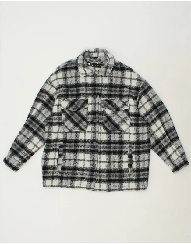 Women's Clothing Outfit Set ZARA Womens Bomber Jacket UK 10 Small Black Check Acrylic