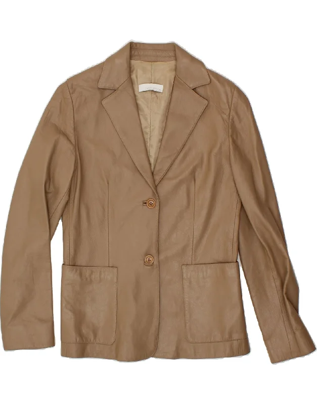 Fashion-forward Women's Wear VINTAGE Womens Leather 2 Button Blazer Jacket UK 12 Medium Brown Leather Fashion-forward Women's Wear VINTAGE Womens Leather 2 Button Blazer Jacket UK 12 Medium Brown Leather