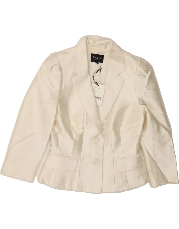 Clothes For Sale HOBBS Womens Crop 3/4 Sleeve 2 Button Blazer Jacket UK 8 Small Off White