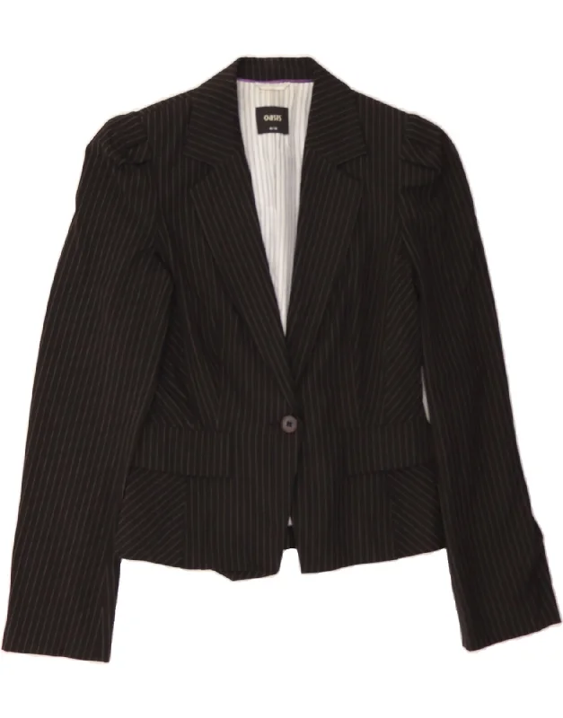 Women's Comfortable Lounge Attire OASIS Womens 1 Button Blazer Jacket UK 10 Small Black Pinstripe Polyester Women's Comfortable Lounge Attire OASIS Womens 1 Button Blazer Jacket UK 10 Small Black Pinstripe Polyester
