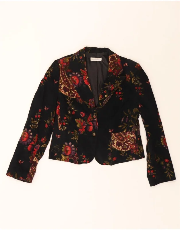 Winter Wardrobe Clearance VINTAGE Womens Corduroy 2 Button Blazer Jacket UK 12 Medium Black Floral Winter Wardrobe Clearance VINTAGE Womens Corduroy 2 Button Blazer Jacket UK 12 Medium Black Floral