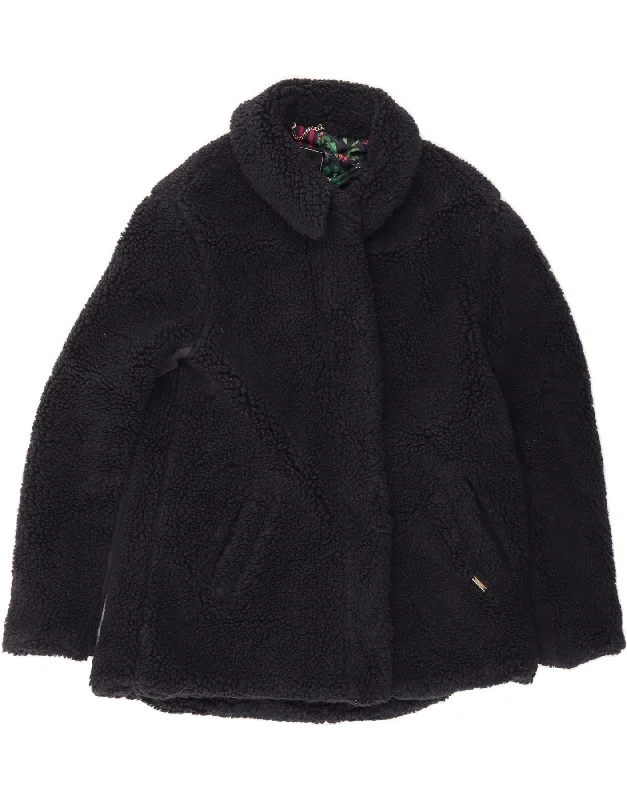 Women's Chic Outfit JOULES Womens Fleece Overcoat UK 10 Small  Navy Blue Polyester