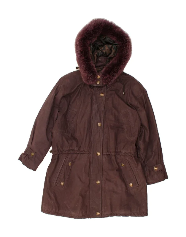 Chic Women's Outfit Ideas VINTAGE Womens Hooded Overcoat EU 40 Medium Brown