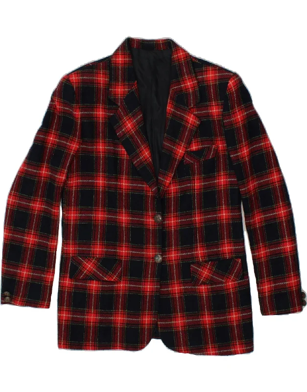 Fashionable Women's Casual Apparel VINTAGE Womens 2 Button Blazer Jacket IT 46 Large Red Check Fashionable Women's Casual Apparel VINTAGE Womens 2 Button Blazer Jacket IT 46 Large Red Check