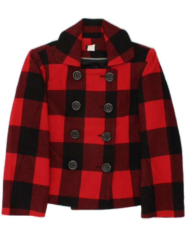 Boutique Dress Online J. CREW Womens Pea Coat US 10 Large Red Check Wool